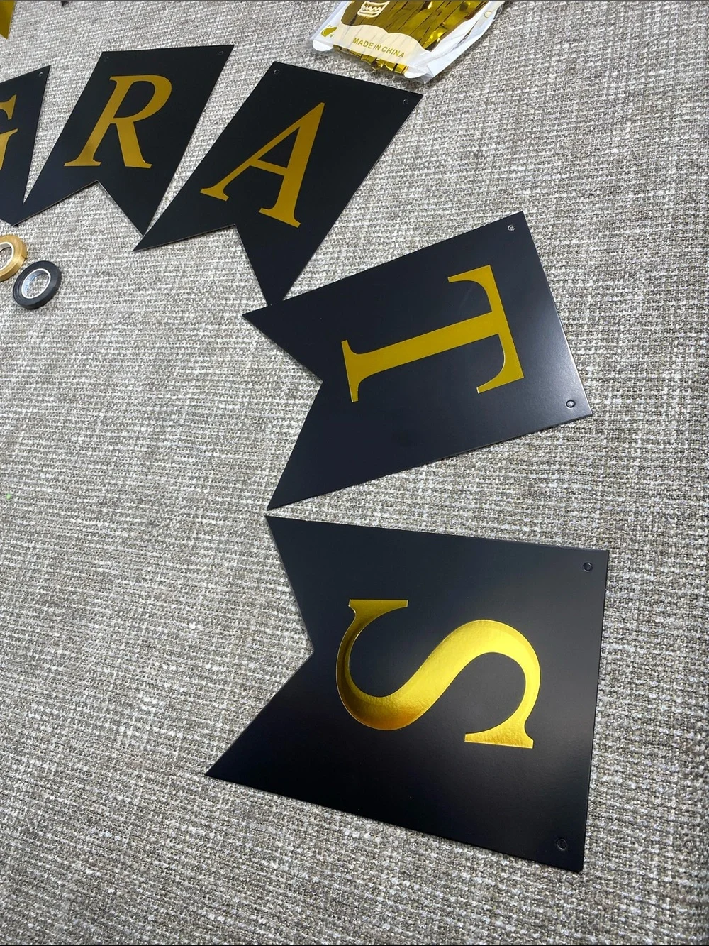 Black and Gold 'Congrats' Party Banner Set